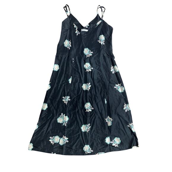 Horses Atelier Black Multicolor Silk Floral 100% Silk Slip Dress Women's Size 4 - Picture 4 of 6